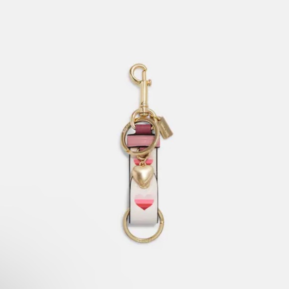 Coach Accessories Coach Trigger Snap Bag Charm With Stripe Heart